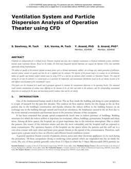 Ventilation System and Particle Dispersion Analysis of Operation Theater using CFD