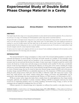 Experimental Study of Double Solid Phase Change Material in a Cavity