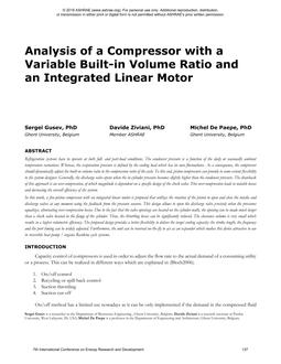 Analysis of a Compressor with a Variable Built-in Volume Ratio and an Integrated Linear Motor