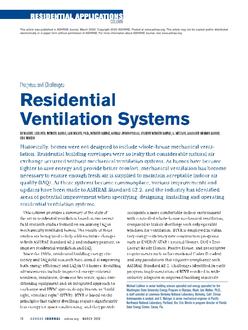 Residential Applications: Progress and Challenges: Residential Ventilation Systems