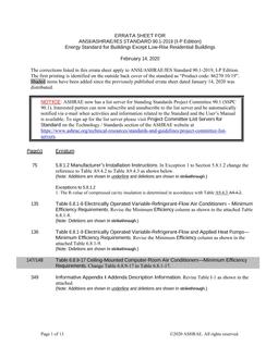 ASHRAE 90.1-2019 (I-P) Errata (February 14, 2020)