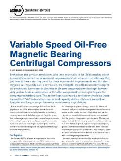 ASHRAE Celebrating 125 Years: Variable Speed Oil-Free Magnetic Bearing Centrifugal Compressors