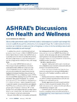 IEQ Applications: ASHRAE's Discussions on Health and Wellness