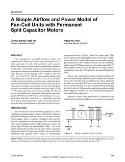 OR-20-017 — A Simple Airflow and Power Model of Fan Coil Units with Permanent Split Capacitor Motors