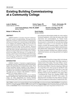 OR-20-026 — Existing Building Commissioning at a Community College