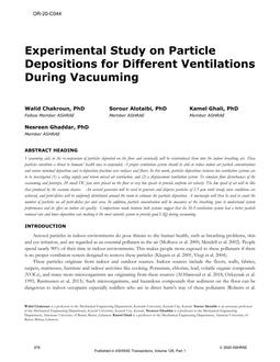 OR-20-C044 — Experimental Study on Particle Depositions for Different Ventilations During Vacuuming