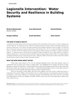 OR-20-C065 — Legionella Intervention: Water Security and Resilience in Building Systems