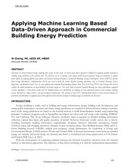 OR-20-C049 — Applying Machine Learning Based Data-Driven Approach in Commercial Building Energy Prediction