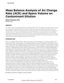 OR-20-C055 — Mass Balance Analysis of Air Change Rate (ACR) and Space Volume on Contaminant Dilution