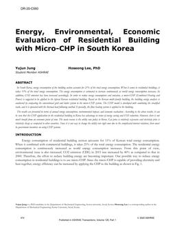 OR-20-C060 — Energy, Environmental, Economic Evaluation of Residential Building with Micro-CHP in South Korea