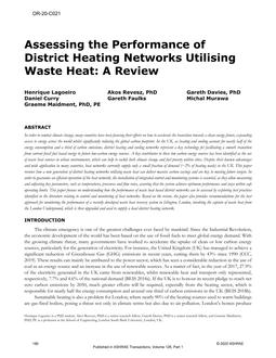 OR-20-C021 — Assessing the Performance of District Heating Networks Utilising Waste Heat: A Review