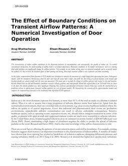 OR-20-C028 — The Effect of Boundary Conditions on Transient Airflow Patterns: A Numerical Investigation of Door Operation