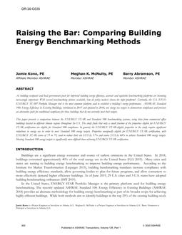 OR-20-C035 — Raising the Bar: Comparing Building Energy Benchmarking Methods