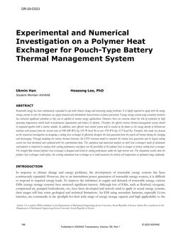 OR-20-C023 — Experimental and Numerical Investigation on a Polymer Heat Exchanger for Pouch-Type Battery Thermal Management System