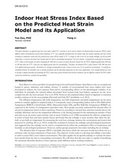 OR-20-C010 — Indoor Heat Stress Index Based on the Predicted Heat Strain Model and its Application
