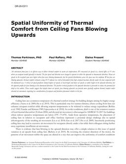 OR-20-C011 — Spatial Uniformity of Thermal Comfort from Ceiling Fans Blowing Upwards