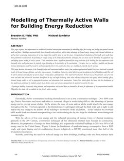 OR-20-C014 — Modelling of Thermally Active Walls for Building Energy Reduction