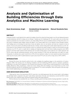Analysis and Optimisation of Building Efficiencies through Data Analytics and Machine Learning